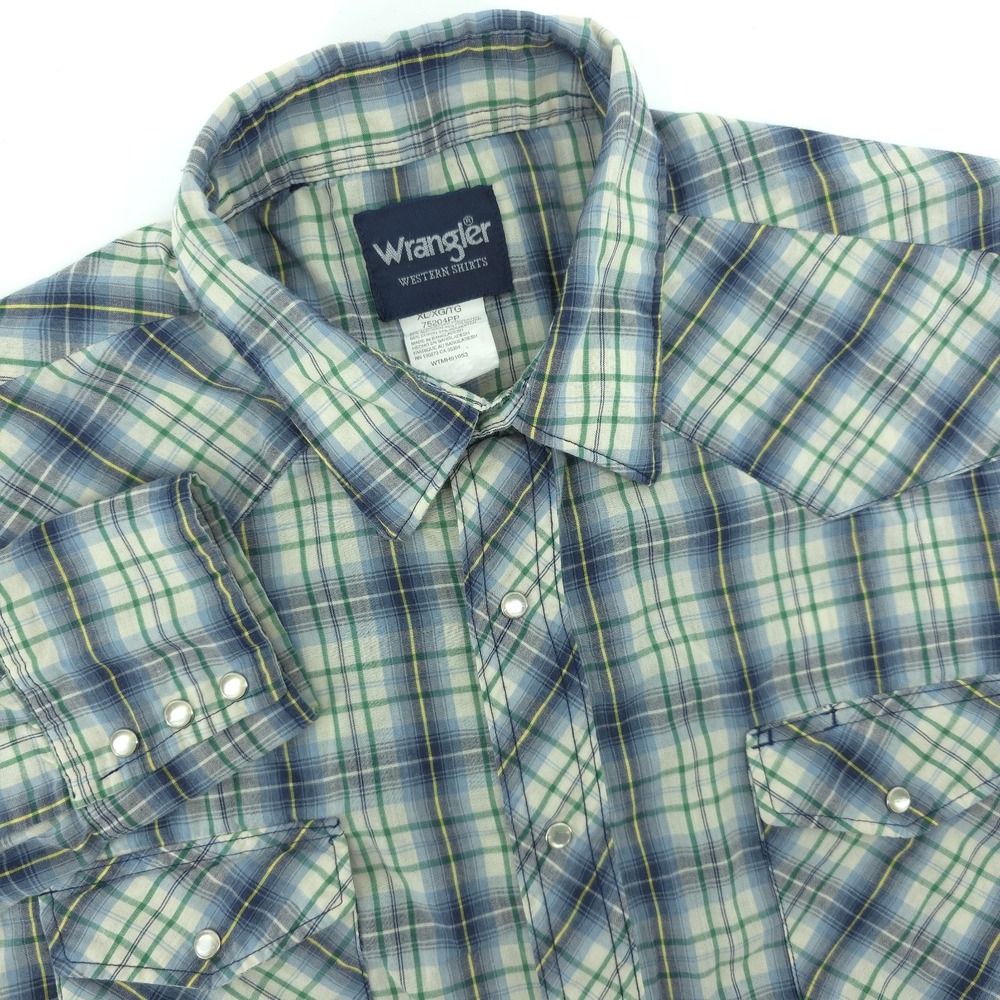 VTG Wrangler‎ Western Shirt Mens XL Multicolor Long Sleeve Pearl Snap Cowboy